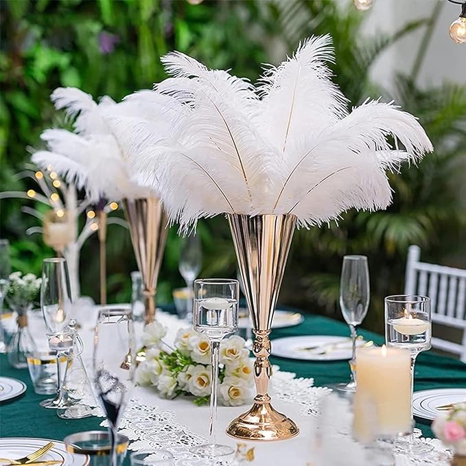 10 Pcs Flower Trumpet Vases Table Decorative Centerpiece Gold Tall Flower Vase, 16.5 Inch Metal Wedding Vases Arrangement Flower Stand for Ceremony Party Birthday, Weddings, Home Decoration