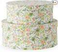 Soul & Lane Wild Flowers Oval Storage Boxes for Home Décor - Set of 2: Floral Gift Boxes with Lids for Presents, Decorative Photo Storage Cartons, Stackable Paperboard Containers for Organizing