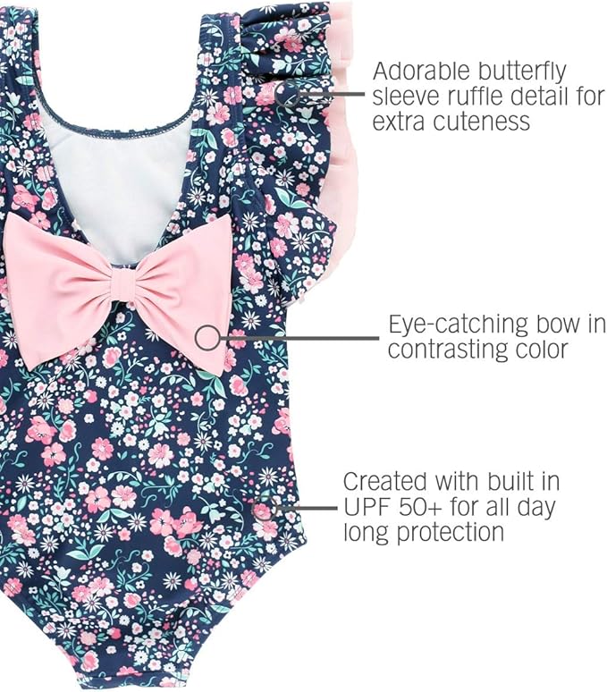 RuffleButts® Baby/Toddler Girls Ruffle Strap One Piece Swimsuit w/UPF 50+ Sun Protection