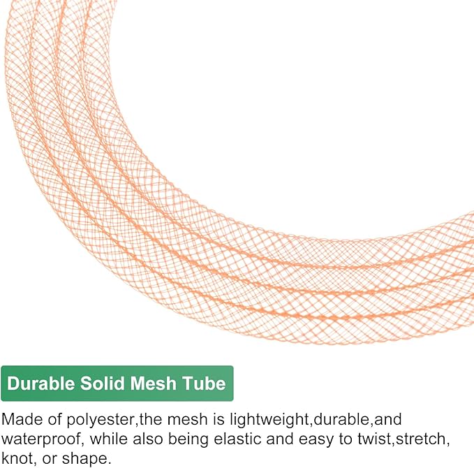 Mesh Tube Ribbon 45 Yards, 4mm Elastic Fabric Ribbons Mesh Tubing for Crafts/Gift Wrapping/Flower Bouquets/Wedding/Birthday/Holiday/Wreaths Christmas/Decoration[Orange]