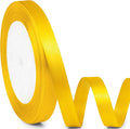 3/8" x 25 Yards Satin Ribbon, Yellow Silk Ribbon Ideal for Gift Wrapping, Floral Bouquets, Crafts, Wedding Party Decorations, Christmas and Sewing Projects