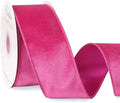 Ribbli Hot Pink Velvet Wired Ribbon 2.5 Inch Velvet with Satin Christmas Ribbon for Gift Wrapping Christmas Tree Decoration Crafts Wreaths Supplies-Continuous 10 Yards
