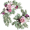 Light Purple Wedding Arch Flowers, Faux Flower Swag Set of 2, Pink White Floral Swag for Wedding Arch Welcome Signs, Reception Ceremony Signs Decor