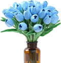 SITUMEIZI 15pcs Blue Tulips Fake Artificial Flowers Real Touch 14" Silk Flower for Home Decor Spring Easter Wedding Bouquet Decorations Floral Arrangements