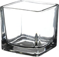 WGV 3 Inch Clear Square Cube Glass Votive Candle Holder Vase, Small Tiny Mercury Tea Light Terrarium Décor 3x3”, 1 Pc