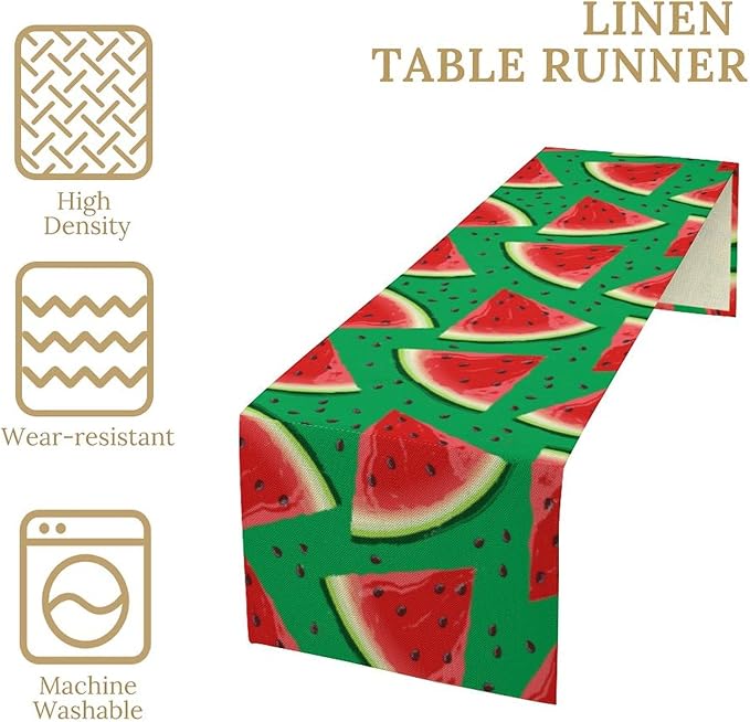 Watermelon Table Runner,Summer Fruit Tropical Birthday Party Decoration Dining Room Home Kitchen Table Decor 13 x 120In