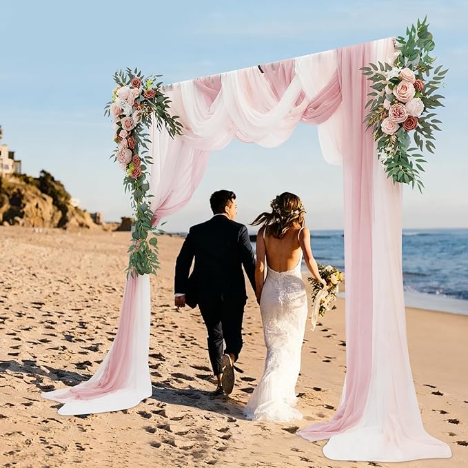Artificial Wedding Arch Flowers Kit (Pack of 5),2pcs Artificial Hanging Flower Arch Decor,for Wedding Ceremony Arbor Reception Backdrop Rose Floral Party Outdoor Decoration Pink