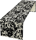 Graffiti Table Runner,Black White Abstract Messy Art Theme Pattern Print Tablecloth Burlap for Hotel Indoors Outdoor Dining Room Kitchen Home Decor,W13X L60 in