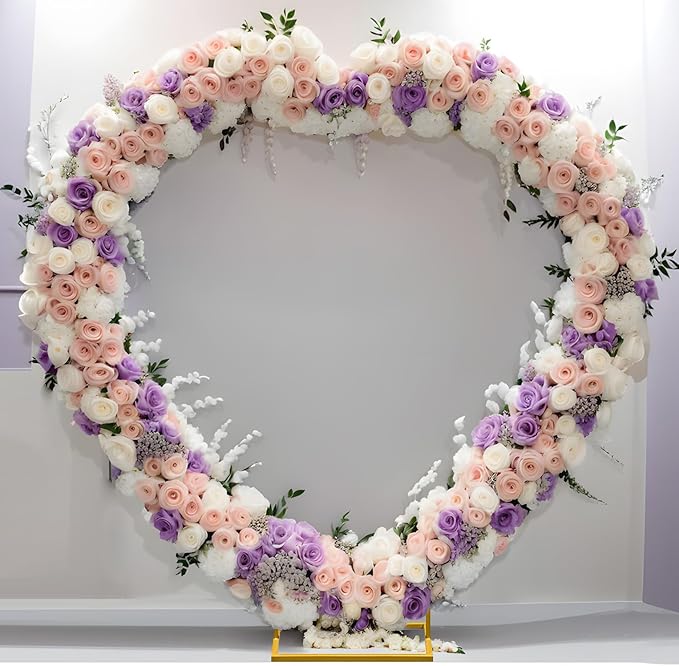 Heart Shape Wedding Metal Arch Backdrop Gold Flower Balloon Arbors Stand for Wedding Birthday Party, Graduation Decorations and Baby Shower 2M