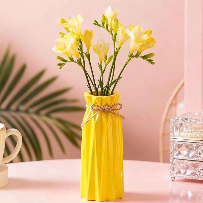 Ceramic Vase Decor for Pampas Grass Flowers Vases for Modern Home Decor, Yellow Tall Vase for Living Room Bedroom Bathroom Kitchen Office Wedding Table Shelf Farmhouse Minimalist Decor