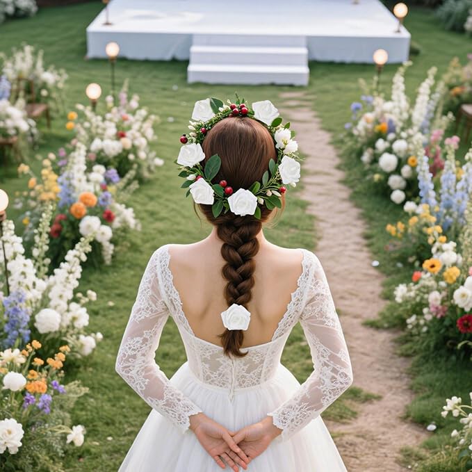 50PCS Foam Roses with Pearls 2.56in White Roses Artificial Flowers Bulk Foam Flowers with Stem for Wedding, Bridal Shower, Cake, Graduation and Home Decor(White)
