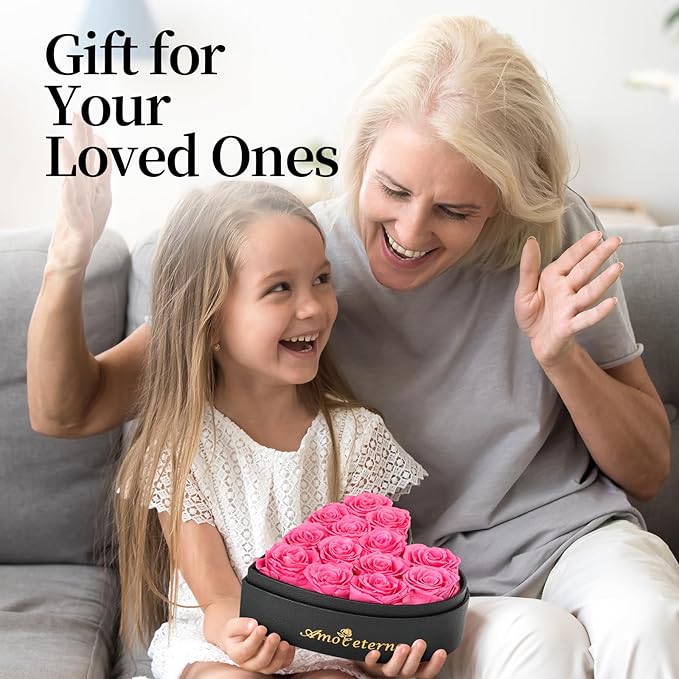 Flower, Forever Roses in A Box, Fresh Flowers, Birthday Gifts for Her, Women, Mom, Girlfriend, Wife, Grandma,Pink Forever Roses