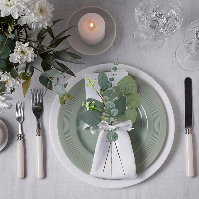 Eucalyptus Leaves Stems 200 PCS, 4 Kinds Mixed Artificial Greenery Stems for Wedding Decor Vase Floral Arrangement Centerpiece