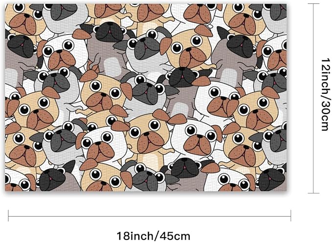Placemats Set of 4 Waterproof Oilproof Table Mats Cute Puppy Washable Wipeable Heat Resistant Easy to Clean for Indoor Outdoor Party Kitchen Dining Table Decoration 12 * 18in