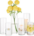 Glasseam Clear Glass Cylinder Vase, 6pcs Glass Vases for Centerpieces, Modern Floating Candle Vases for Flowers, Hurricane Vase Decor Candle Holders for Pillar Candles Wedding Decorations (4"/6"/8")