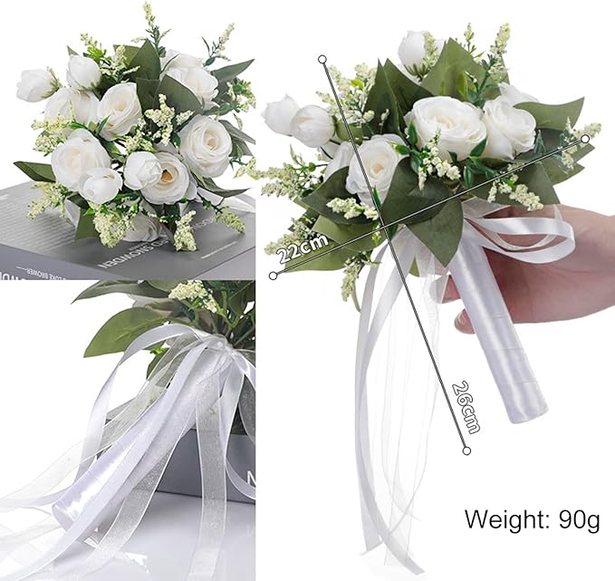 Bride & Bridesmaid Bouquets for Wedding, Wedding Bouquets for Bride Bridesmaid, Silk Bride Bridesmaid Hand Holding Flower Bouquet for Valentines Day Decor Wedding Party Supplies Home Decoration