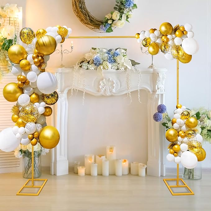 6.6FT Gold Metal Wedding Arches for Ceremony Square Balloon Arch Stand Rectangular Backdrop Stand for Anniversary Birthday Party Bridal Shower Home Indoor Outdoor Decoration