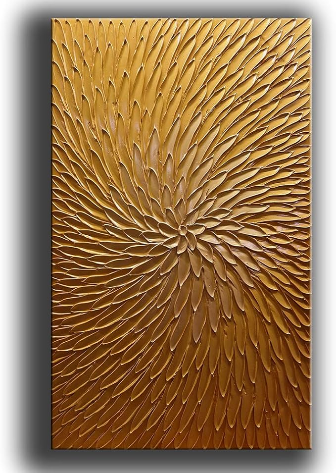 YaSheng Art -24x36inch Large Abstract Art Oil Paintings on Canvas metal golden Gradient color Abstract Artwork Modern Home Decor Canvas Wall Art Ready to Hang for Living Room Bedroom