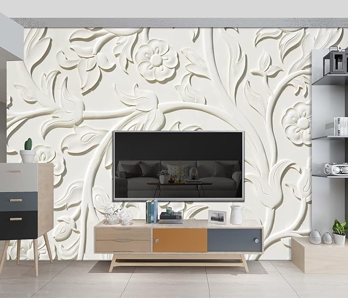 3D Relief Flower Wallpaper Bedroom Modern Flowers murals Trendy Office Decorative Living Room tv Background Large Wall Mural - 137"x96" Not Peel and Stick