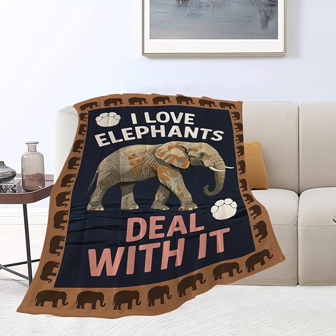 Elephant Blanket Elephants Throw Blanket Animal Soft Cozy Fleece Fuzzy Stuffed Plush Flannel Gifts for Girls Women Boys Kids Adults 40''x50''