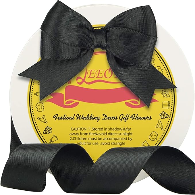Double Face Black Satin Ribbon 7/8 inch X 25 Yards Polyester Black Ribbon for Gift Wrapping Very Suitable for Weddings Party Invitation Decorations and More
