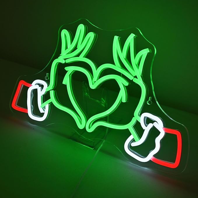 Merry Grinchmas Neon Sign Grinch Green Hands Neon Light Grinch Ornament Wall Decor Christmas Grinch Outdoor Decor Holiday Grinchy Gift for kids