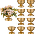 Sziqiqi Gold Urn Vase for Flowers - Wedding Table Decoration Centrepieces Set of 10 Vintage Metal Vases for Artificial Flowers Small Hammered Vase for Birthday Party Christmas Anniversary
