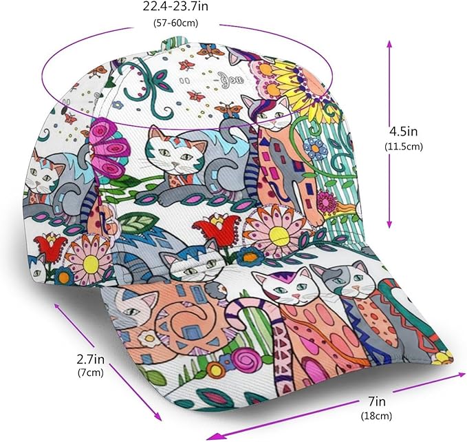 Pastel Cornflowers Floral Baseball Cap Dad Hats All-Over Print Fashion Accessory 100% Polyester Adjusts to Fit Most