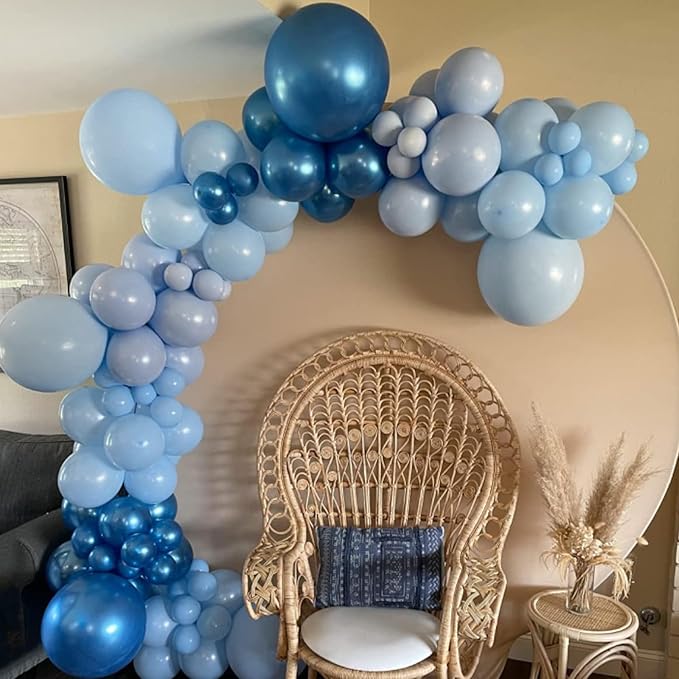 Togvu Pastel Blue Balloons Different Sizes, 123 Packs Blue Balloons, Pack of 18 12 10 5 Inch Baby Blue Balloons Garland Arch Kit for Birthday Baby Shower Gender Reveal Wedding Decoration