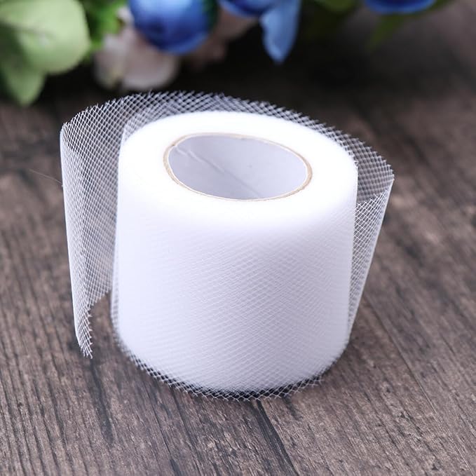 2 PCS White Polyester Mesh Tulle Rolls for Wedding Decorations DIY Craft Sewing Bow Tutu Skirt Bouquet Wrapping Organza Fabric