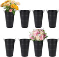 Set of 8 12.8inch Black Rustic Vase, Galvanized Buckets for Party, Metal Flower Vase, Flower Holder, Bloom Bar Supplies, Floral Buckets (Black, 12.8inch Height, 8pcs)