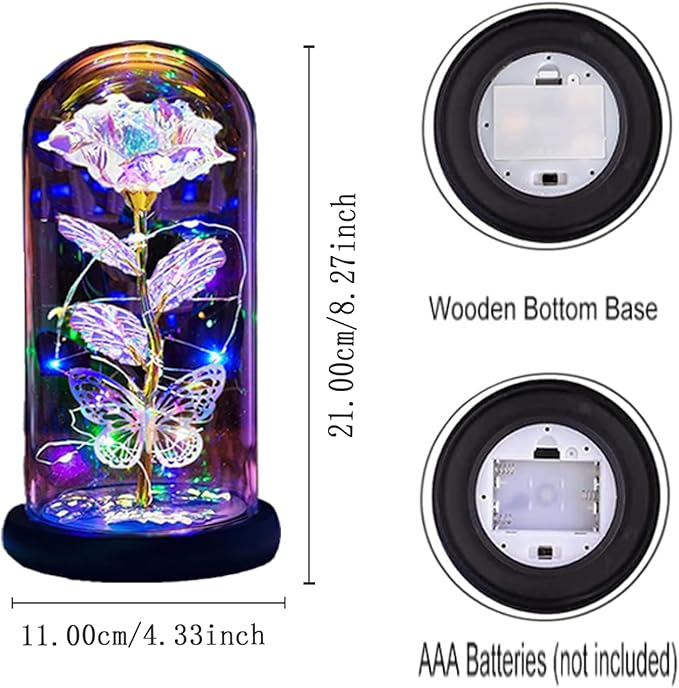Womens Gifts for Christmas,Christmas Flowers Gifts for Women Mom Sister Grandma Wife Girlfriend, Rose Gifts for Mom,Xmas Gifts Her,Glass Flowers Light Up Rose for Women Gold