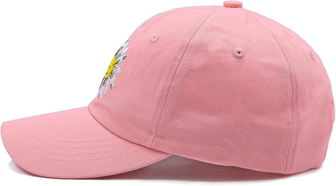 Waldeal Pickleball Hat for Women, Ajustable Embroidered Daisy Washed Denim Baseball Cap