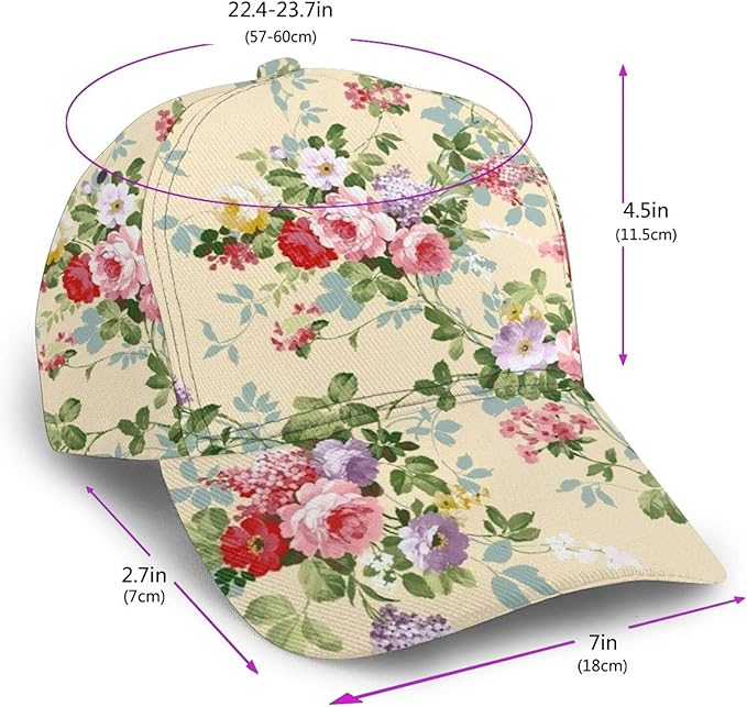 Floral Baseball Cap for Women Fashionable Adjustable Dad Hat Low Profile Running Hat for Summer Sporting Working Hiking