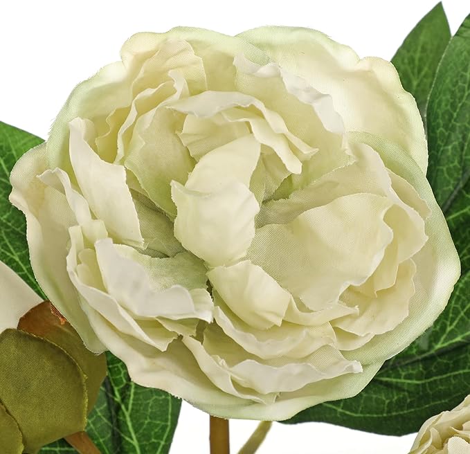 Briful 3 Pack Artificial Peony Flower 27.5" Tall White Silk Peonies Floral Stems Real Touch Faux Peony Flower for Wedding Bouquets Home Floral Arrangements Table Centerpieces DIY Décor