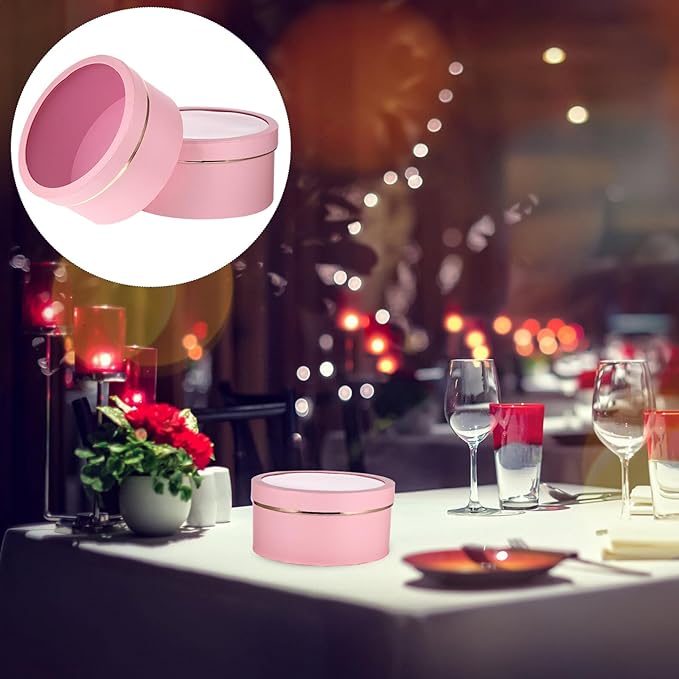 TOVINANNA 2pcs Floral Packaging Boxes with Lids for Valentine S Day Round Window PVC Flower Boxes Coated Paper Lightweight and Portable for Weddings Birthdays Anniversaries