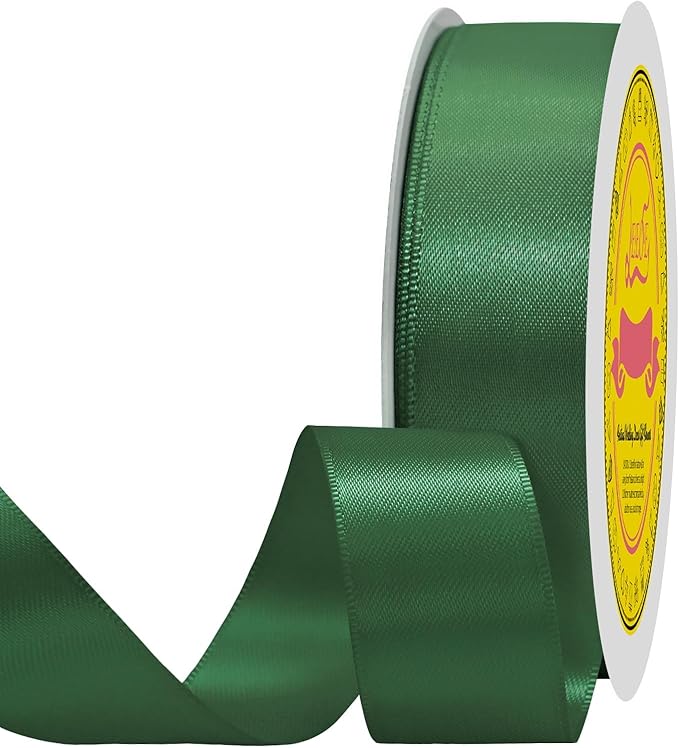 Forest Green Satin Ribbon 7/8 inch X 100 Yards Polyester Ribbon for Gift Wrapping Very Suitable for Weddings Party Hair Bow Invitation Decorations and More