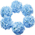 DuHouse Artificial Hydrangea Silk Flower Heads with Stem Fake Blue Hydrangea Bigger Flowers for Wedding Home Garden Centerpiece Pack of 6