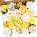 Artificial Flowers Combo Box Set Artificial Bouquets Wedding Flowers Faux Yellow Flowers Roses with Stems for Wedding Centerpieces Party Home Decor