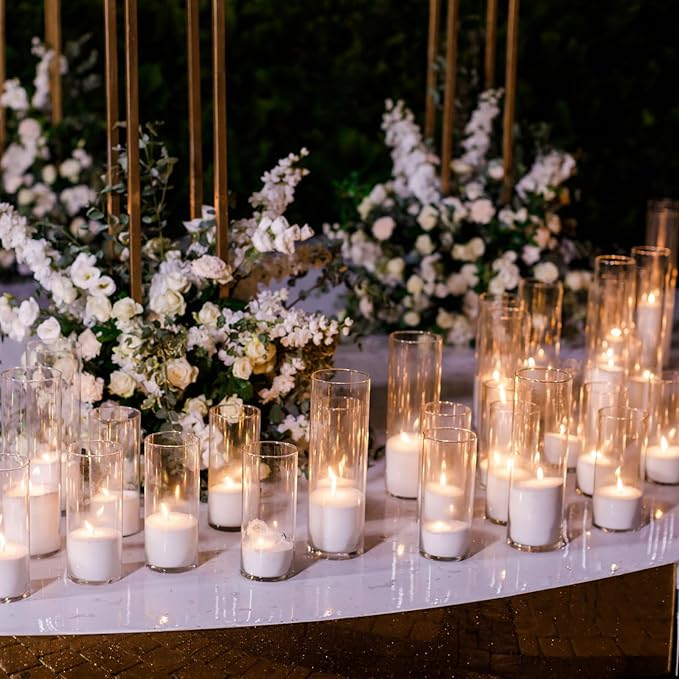 54 Pcs Cylinder Vases Set for Centerpieces, 6/8/10 Inch Tall Clear Glass Vase, Hurricane Floating Candle Holder for Wedding Table Decor, 2.5''/2.7''/3.3''' Diameter (2.5'' X 5'',6'',8'')