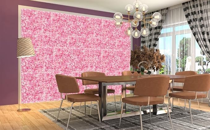Flower Wall Panel Set, U'Artliens Artificial Wall Flower Backdrop 24x16 Inch 3D Silk Hydrangea Rose Floral Panel for Photo Background Home Party Wedding Backdrop Decoration(12pcs,Pink)