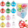 60MM Iridescent Plastic Ball - 12PCS Xmas Ornament Balls Set, Plastic Iridescent Decorative Hanging Ornaments for Xmas Tree Wedding Valentine's Day Party Decorations(Multicolored)