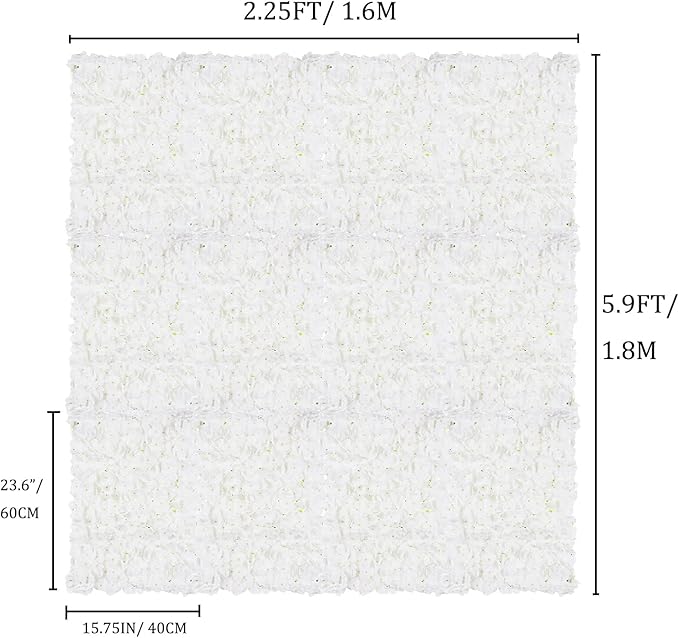 BLOSMON Flower Wall Panels Backdrop Décor White Artificial Floral Backdrop for Wedding Party Baby Bridal Shower, 12 Pcs Hanging 3D Fake Hydrangea Wall Decoration, Silk Faux Hydrangea Flower