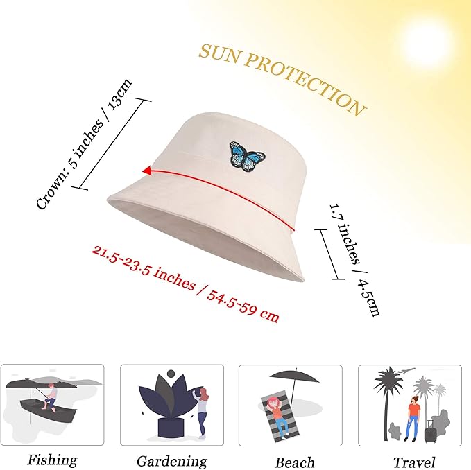 ZLYC Unisex Fashion Embroidered Bucket Hat Summer Fisherman Cap for Men Women