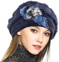 VECRY Lady French Beret 100% Wool Beret Floral Dress Beanie Winter Hat