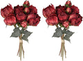 Peonies Artificial Flowers 2 Bouquets, Vintage Peonies 18pcs Silk Peonies with Stems Real Look Red Fake Peonies Flowers Artificial for Decoration for Wedding Bouquet (Red)