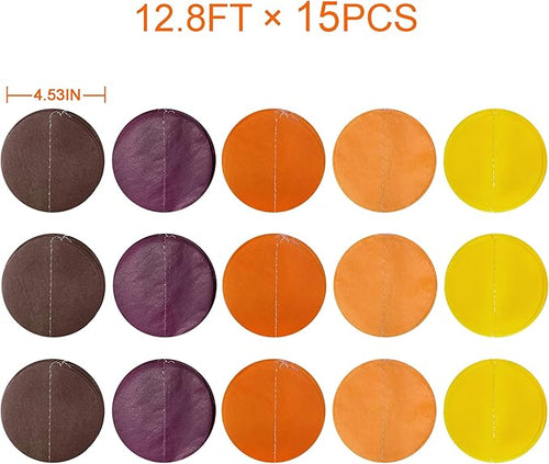 192Ft Fall Party Decorations Big Circle Dots Backdrop Garland Yellow Orange Burgundy Brown Tissue Paper Polka Dot Hanging Streamers for Birthday Wedding Fall Autumn Thanksgiving Harvest Party Supplies