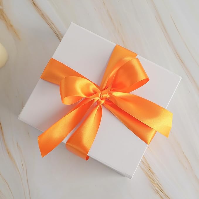 MEEDEE Orange Satin Ribbon - 1.5 inch Double Faced Satin Ribbon, 50 Yards - Neon Tangerine - For Christmas, Thanksgiving, Halloween, Weddings, Flower Arrangements