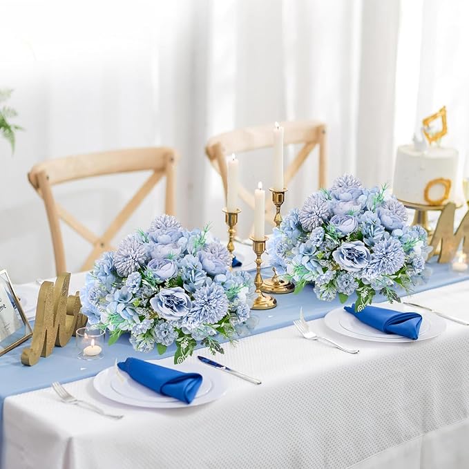 ASTRYAS Artificial Flowers, 4Pcs Blue Artificial Peonies Fake Peony Silk Hydrangeas for Decoration Faux Flower Arrangements for Home Decor Wedding Party (Light Blue)