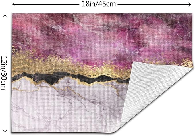 Placemats Set of 4 PVC Woven Place Mats Heat Resistant Easy to Clean for Indoor Outdoor Party Kitchen Dining Table Decoration 12"x18",Marble Pattern